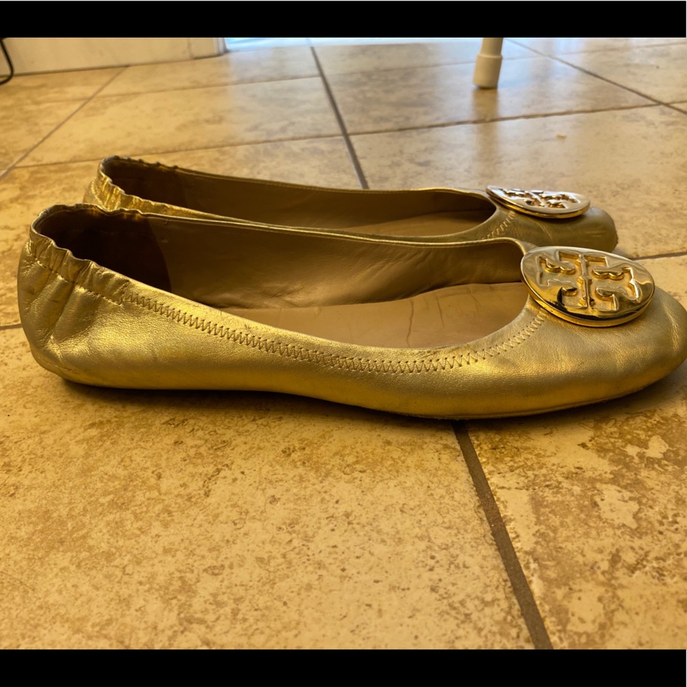 Tory Burch Gold Flats